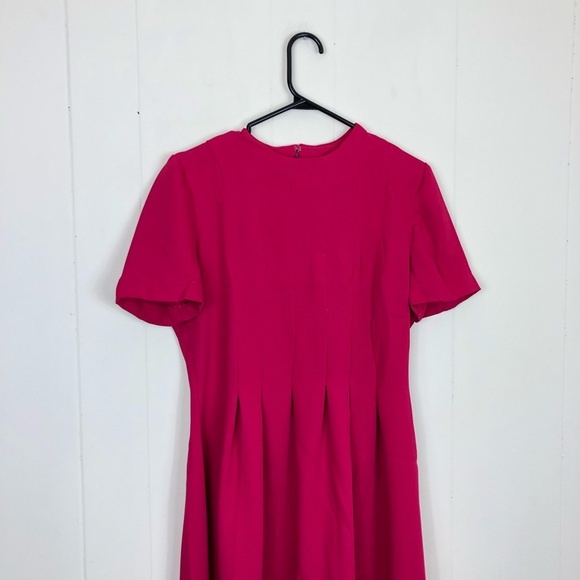 Vintage Hot Pink Pleated Dress Sz M - Picture 2 of 13